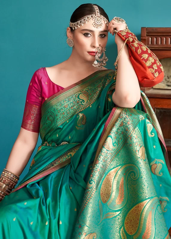 Rama Green Banarasi Saree