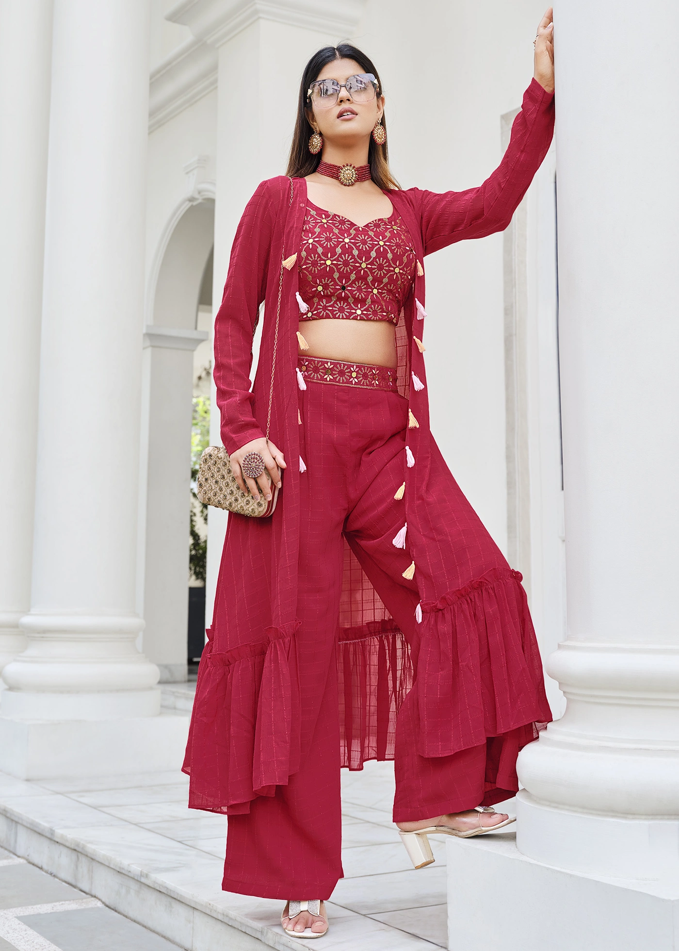 Crop top and palazzo clearance ethnic online