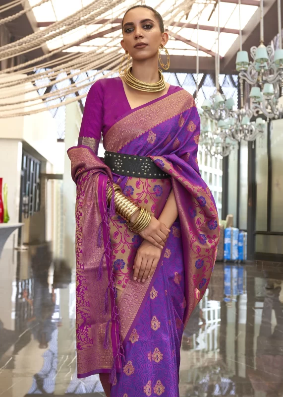 Violet Banarasi Saree