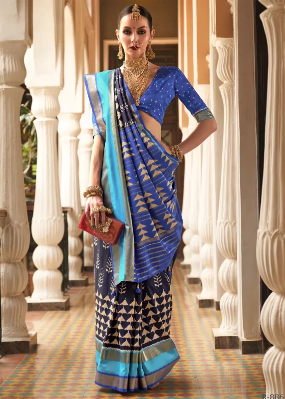 Blue Patola Silk Saree