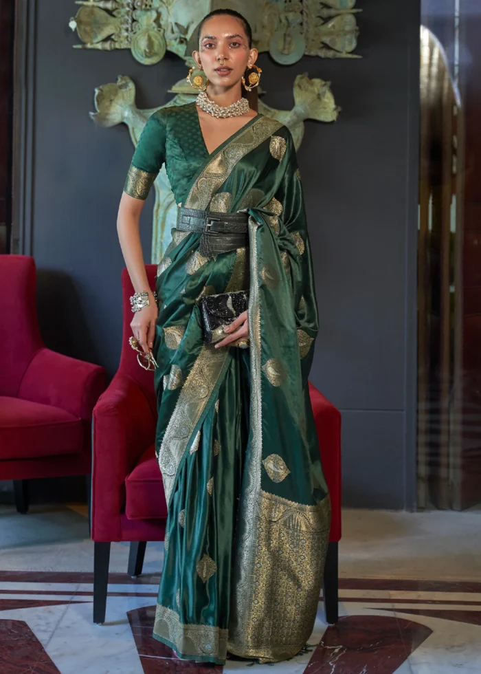 Emerald Green Banarasi Saree