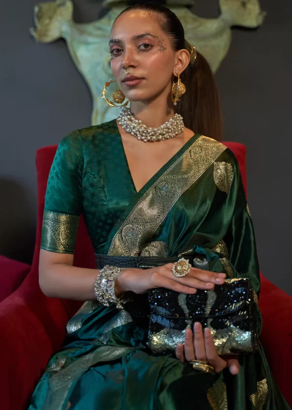 Emerald Green Banarasi Saree