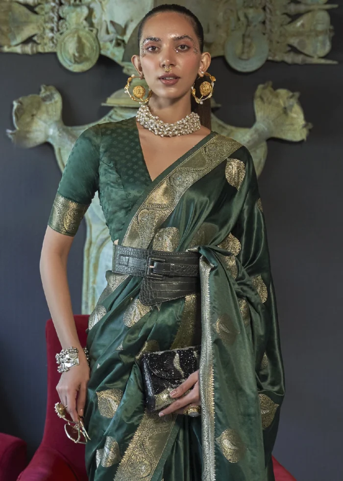 Emerald Green Banarasi Saree