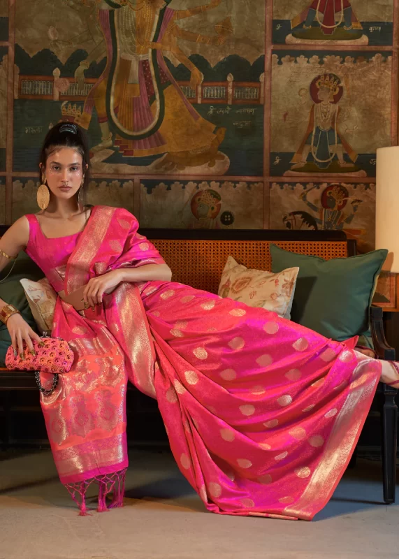 Fuchsia Pink Banarasi Saree