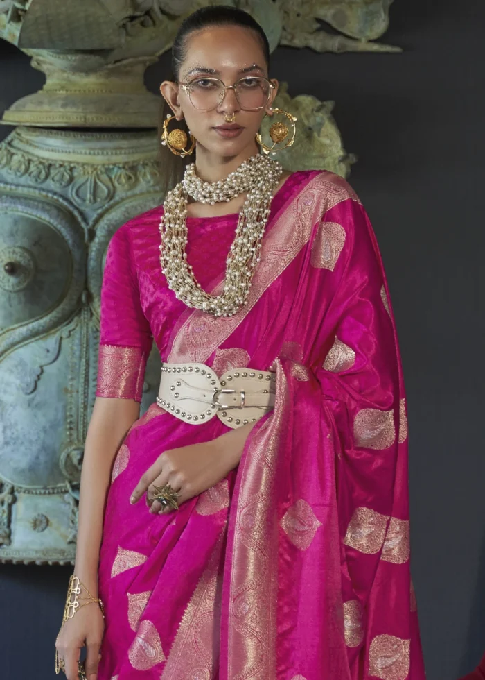 Fuchsia Pink Banarasi Saree