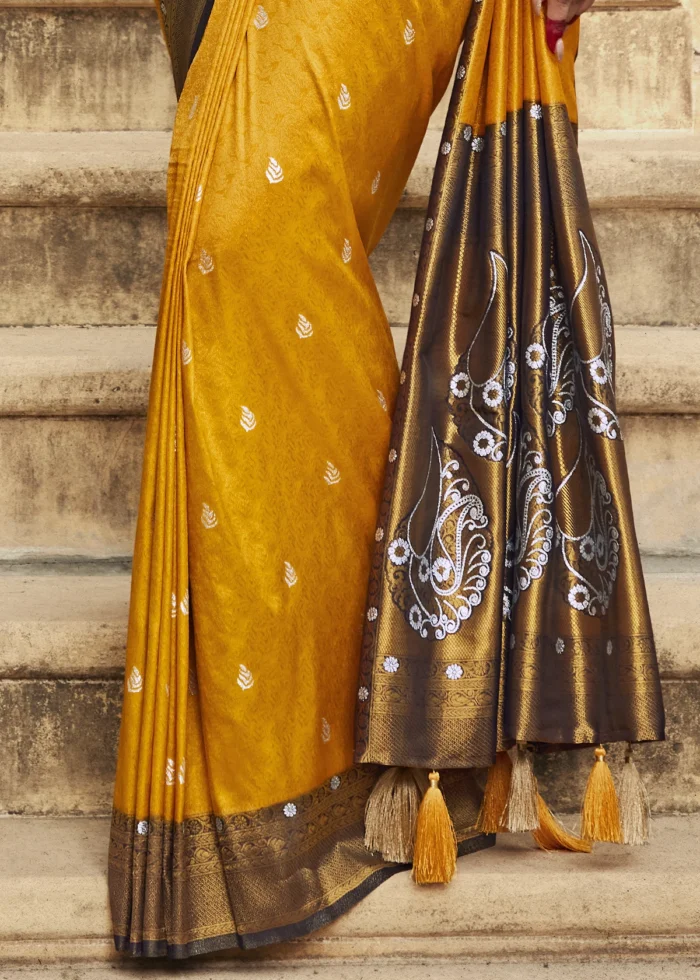 Honey Yellow Kanjivaram Saree