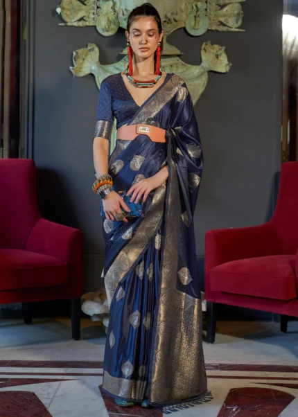 Medieval Blue Banarasi Saree