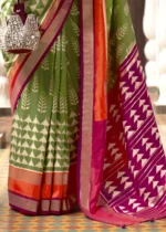 Mehndi Green Patola Silk Saree