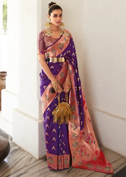 Orchid Purple Paithani Silk Saree