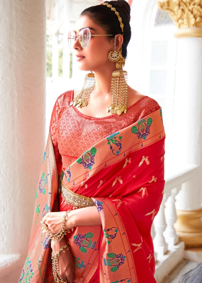 Red Paithani Silk Saree