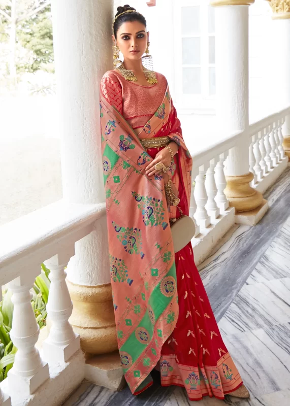 Red Paithani Silk Saree