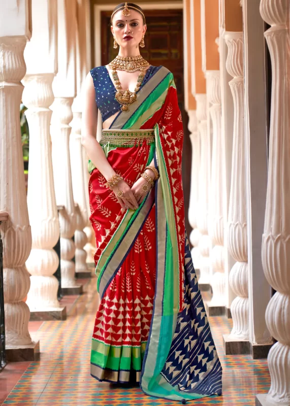 Ruby Red Patola Silk Saree