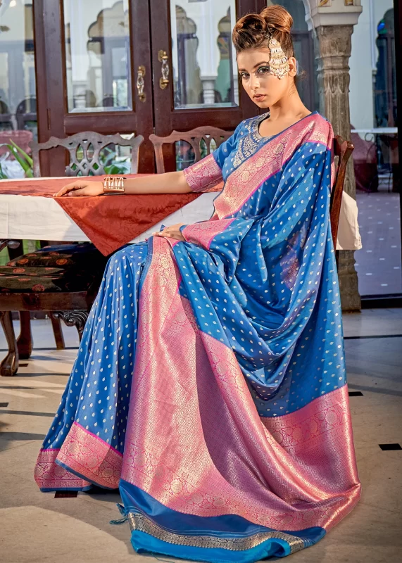 Sapphire Blue Banarasi Saree