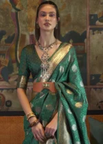 Teal Green Banarasi Saree