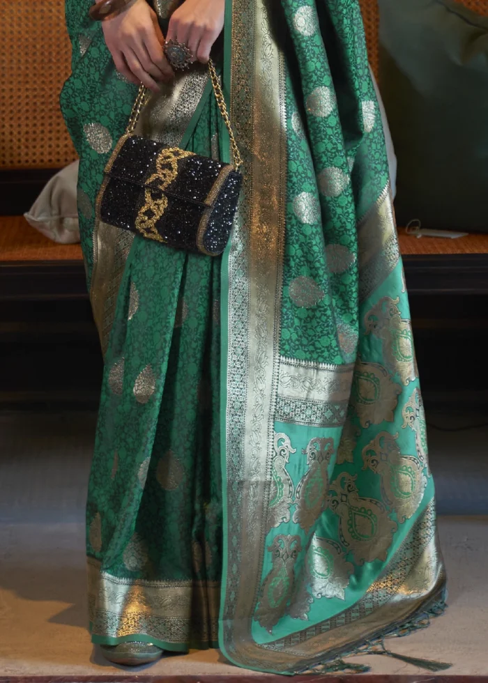 Teal Green Banarasi Saree