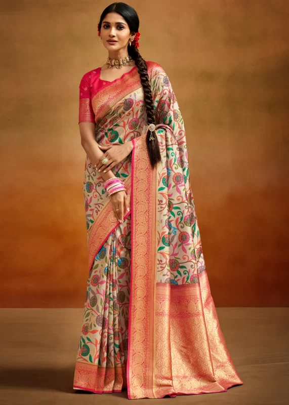 Almond Beige Banarasi Saree