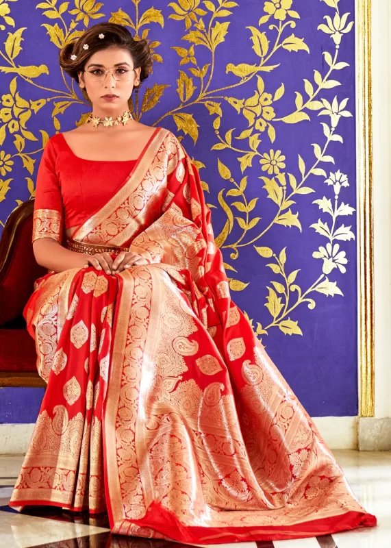 Bridal Red Banarasi Saree