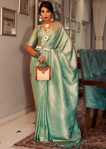 Mint Green Kanjivaram Silk Saree