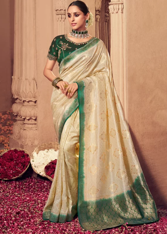 Off White Banarasi Saree