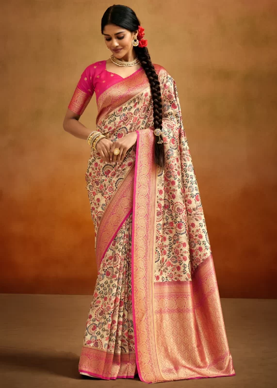 Peach Banarasi Saree