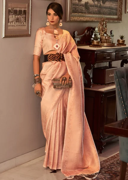 Peach Kanjivaram Silk Saree