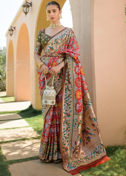 Red Paithani Silk Saree