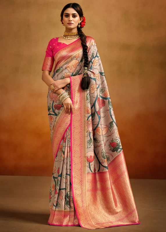 Taupe Banarasi Saree