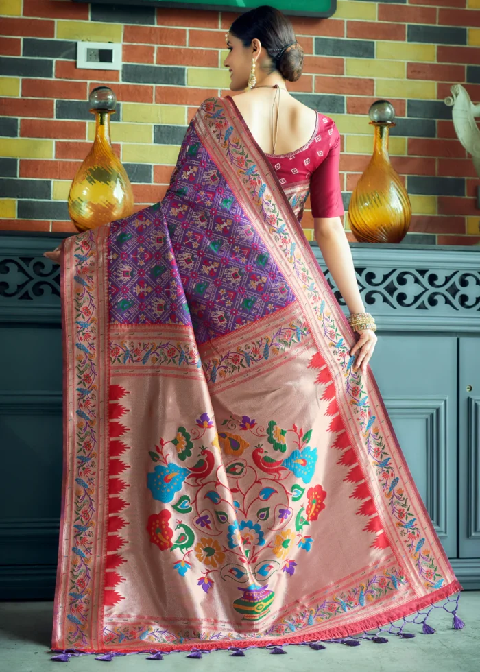 Wine Purple Paithani Silk Saree