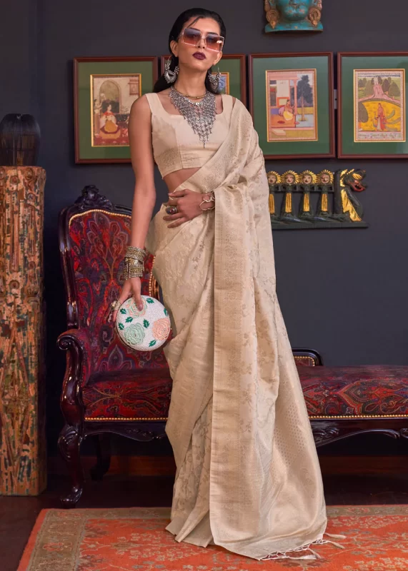 Beige Banarasi Saree