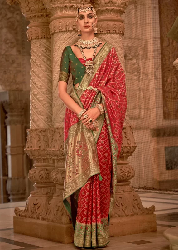 Buy Emerald Green Banarasi Patola Saree online-Karagiri