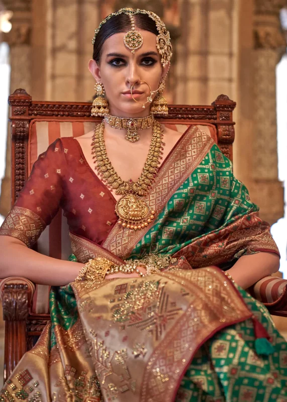 Emerald Green Banarasi Saree