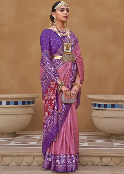 Flamingo Pink Patola Saree