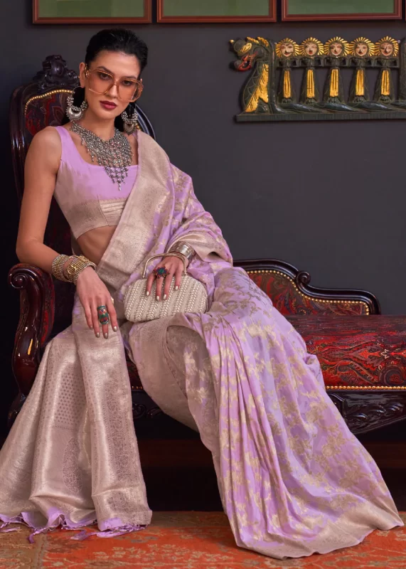 Lavender Banarasi Saree