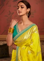 Lemon Yellow Banarasi Saree