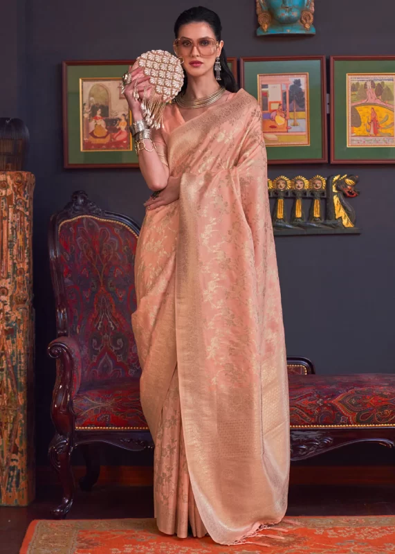 Peach Banarasi Saree