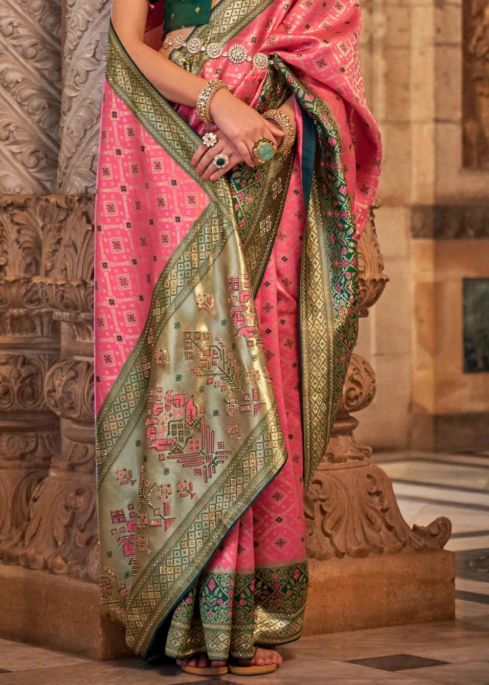 The beautiful bright pink with a royal blue combination Silk Saree comes  with lovely buttas on the body of the saree. The amazing soft s... |  Instagram