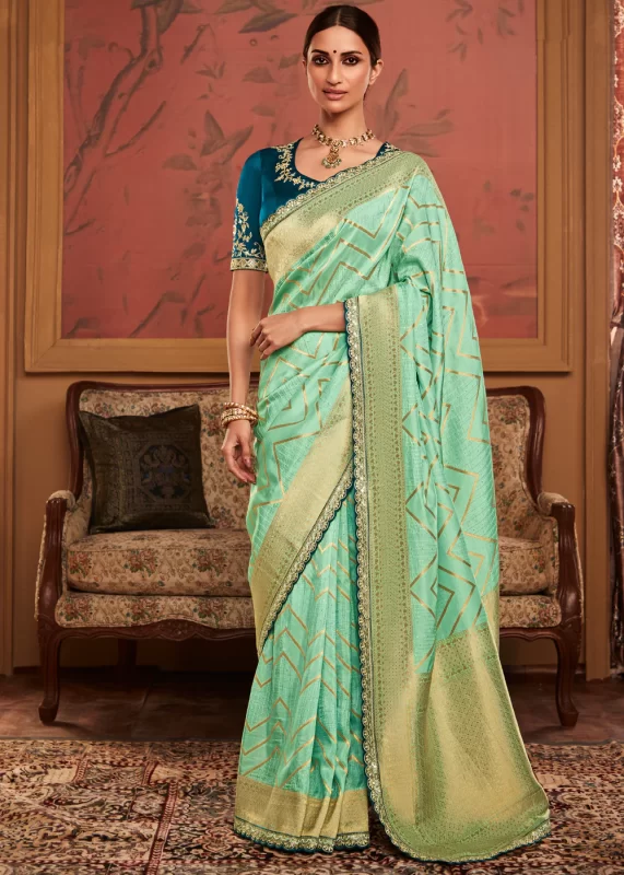 Pista Green Banarasi Saree