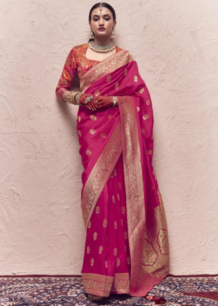 Rani Pink Banarasi Saree