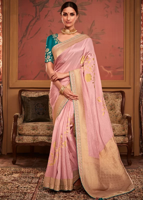 Rose Pink Banarasi Saree