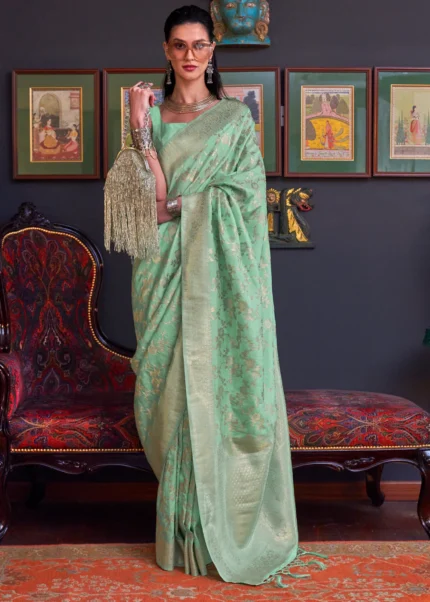 Sea Green Banarasi Saree