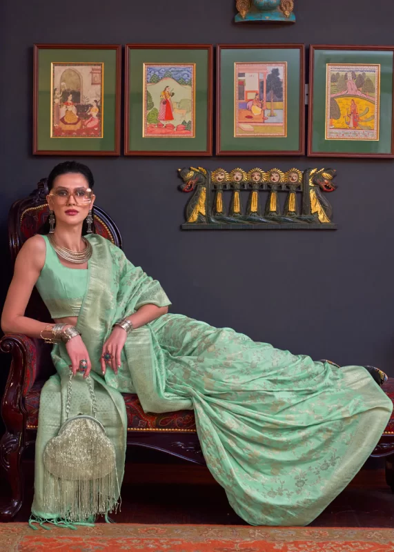 Sea Green Banarasi Saree