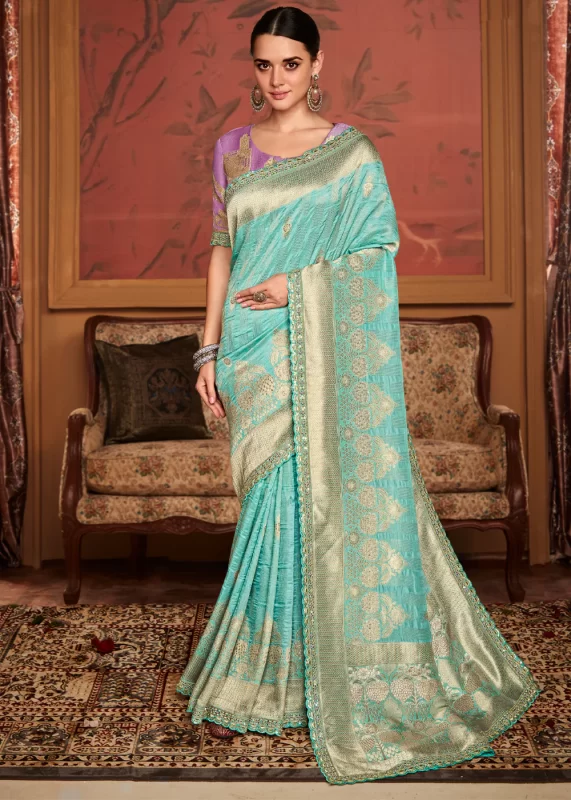 Sea Green Banarasi Saree