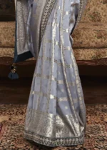 Silver Gray Banarasi Saree