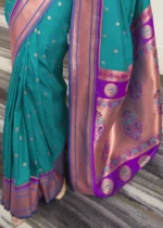 Turquoise Blue Paithani Silk Saree