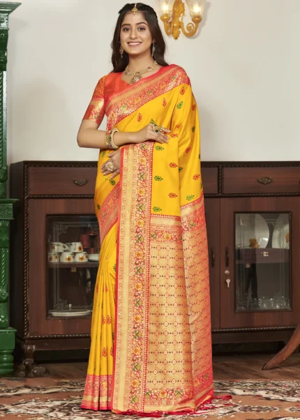 Yellow Banarasi Saree