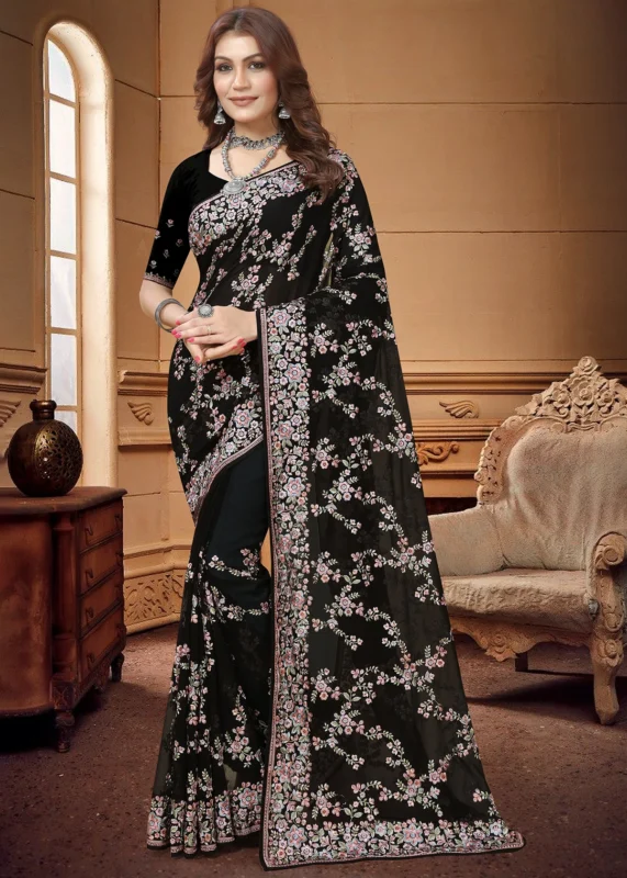 Black Embroidered Saree