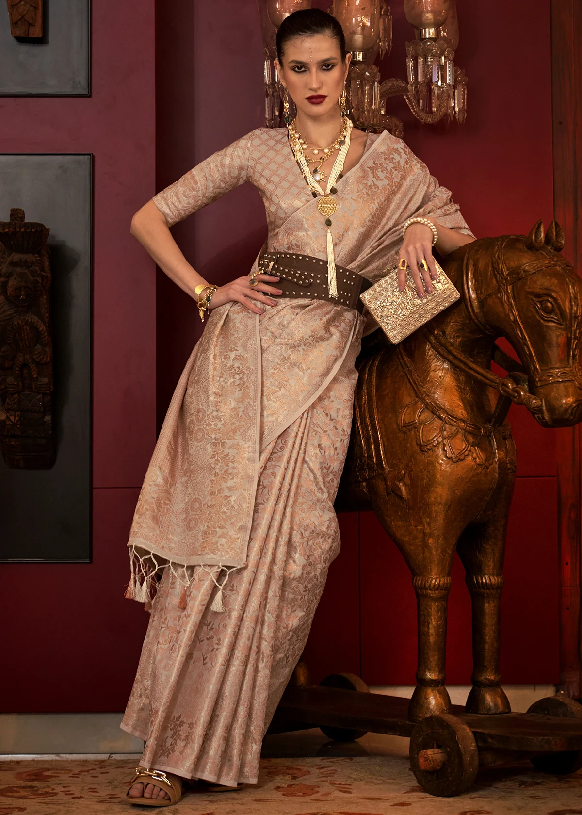 Banarasi Saree in Cream : SPF10137