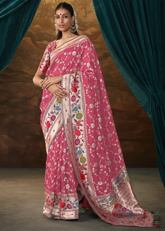 Dark Pink Paithani Silk Saree