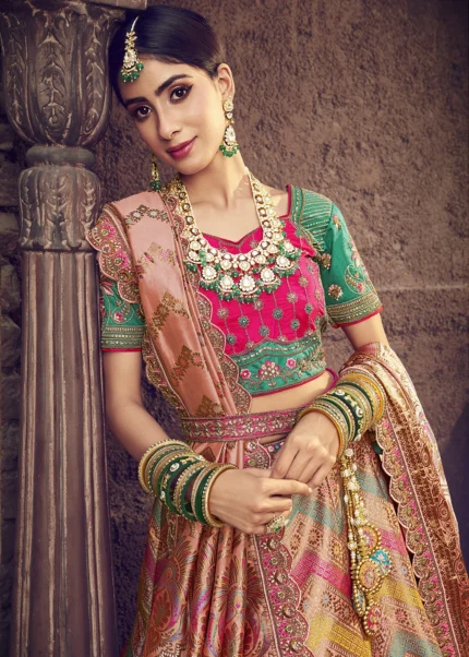 Buy HALFSAREE STUDIO Purple Zari Work Banarasi Silk Lehenga Choli Online at  Best Prices in India - JioMart.