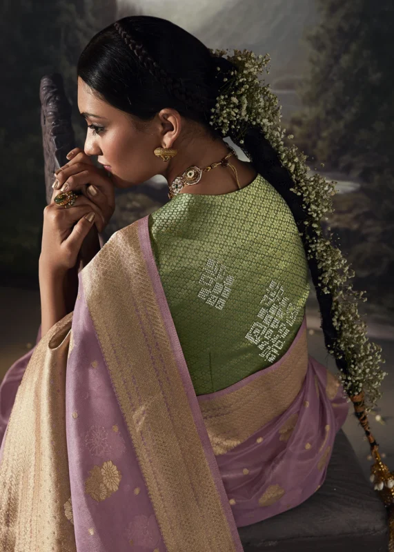 Lavender Banarasi Saree